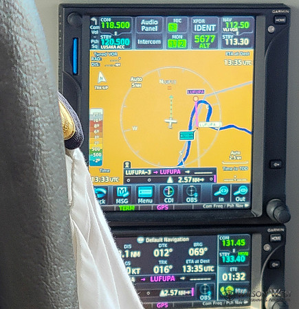 Map in the cockpit flying to Kafue